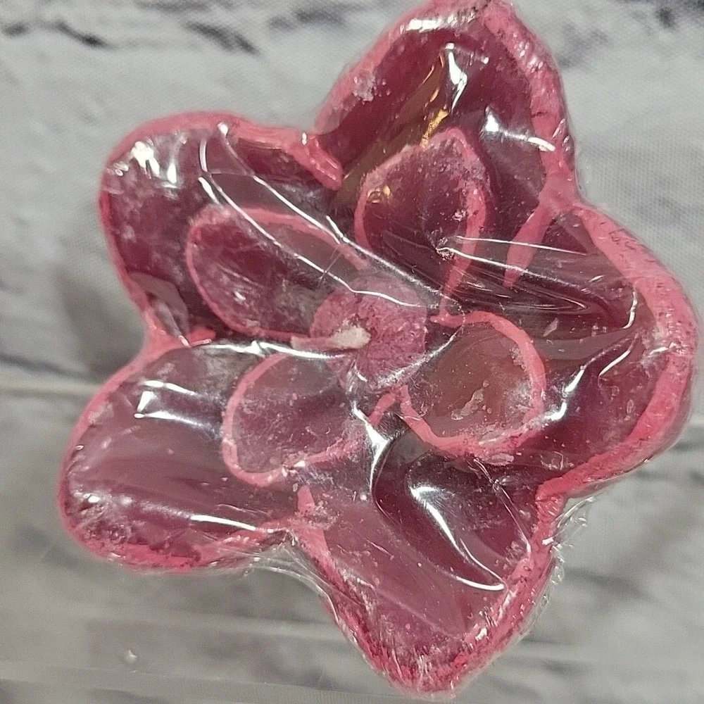 Vintage Floating‎ Candles Maroon 3D Figural Wax Flowers Lot Of 5 Sealed